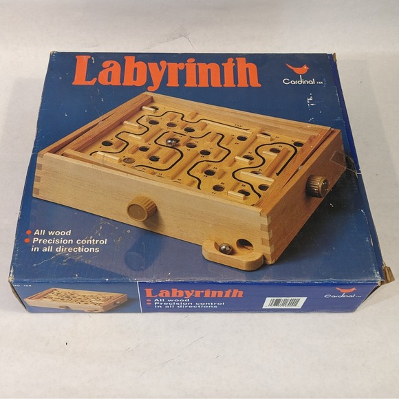 Cardinal Other - Vtg Cardinal Labyrinth Wooden Maze Game Skill Tabletop Board Game Complete